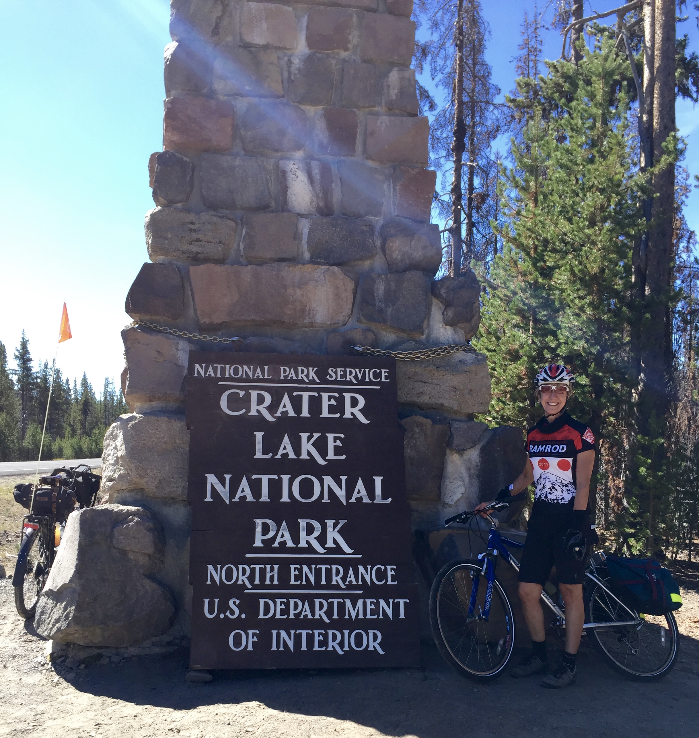Lorri at the north entrance to Crater Lake